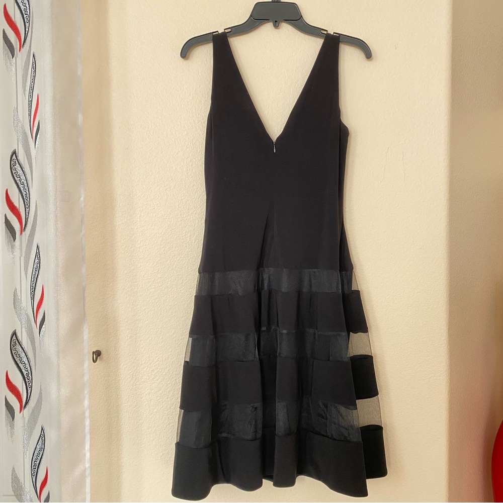Ralph Lauren Black Tiered Mesh Faux Wrap Dress - Picture 2 of 15
